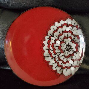 Asian Living Red Floral Ceramic Plate